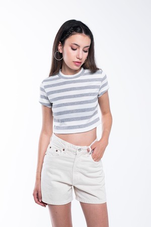 Ribbed Striped Crop T-Shirt from Bee & Alpaca