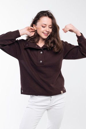 High Neck Buttoned Sweater Side Buttons from Bee & Alpaca