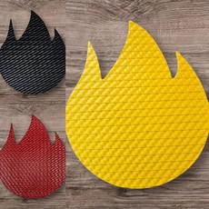 Set van 6 vlamvormige onderzetters – Gemaakt van echte brandslang  via BENDL