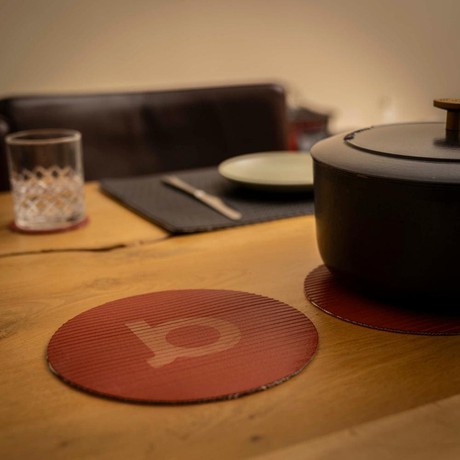 POTCOASTER – 3 Upcycled Panonderzetters van Brandslang from BENDL