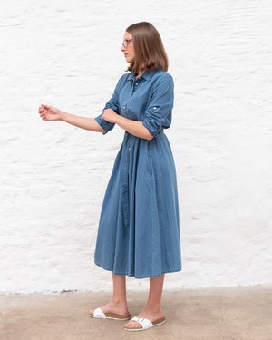 Rita Denim Striped Shirt Dress from BIBICO