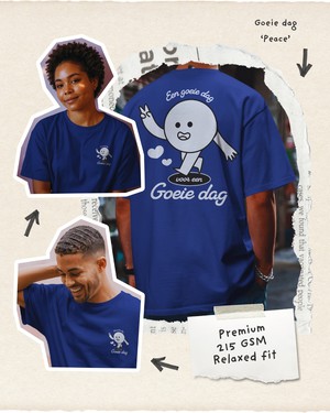 Goeie Dag Peace Premium T-shirt Worker Blue from BLL THE LABEL