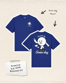 Goeie Dag Peace Premium T-shirt Worker Blue via BLL THE LABEL