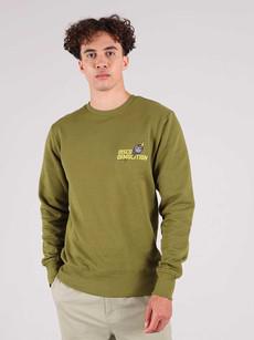 Disco Demolition Embroidered Mens Sweatshirt, Organic Cotton, in Khaki Green via blondegonerogue