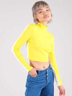 Bougie Crop Turtleneck Top, BCI Cotton, in Yellow & White via blondegonerogue