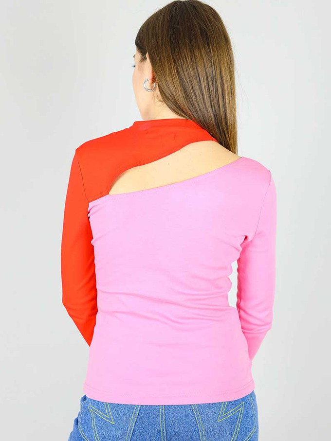 Vanity Slit Top, BCI Cotton, in Pink & Red from blondegonerogue