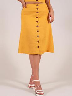 Linen Midi Skirt, Upcycled Linen, in Yellow via blondegonerogue