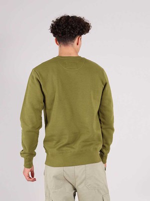 Flash Embroidered Mens Sweatshirt, Organic Cotton, in Khaki Green from blondegonerogue