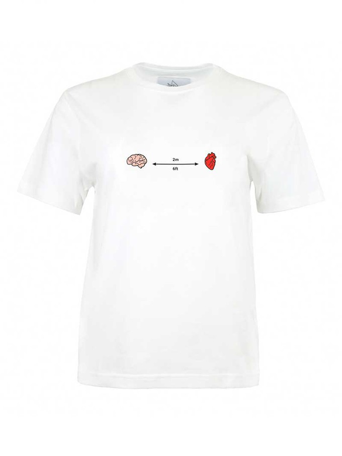 Social Distance Tee, Organic Cotton, in White from blondegonerogue