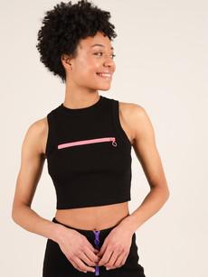 Wicked Zipper Crop Racer Top, Cotton, in Black via blondegonerogue