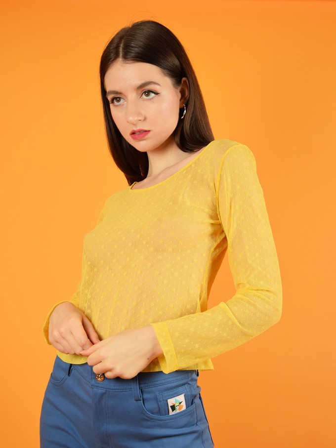 Daisy Lace Top, Upcycled Nylon, in Yellow from blondegonerogue