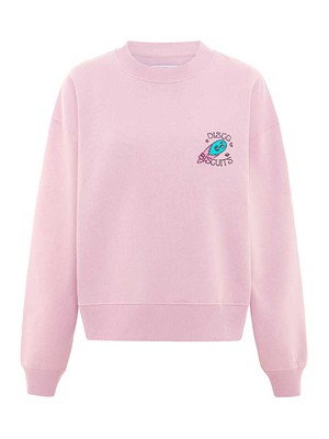 Disco Trip Embroidered Sweatshirt, Organic Cotton, in Ash Pink from blondegonerogue