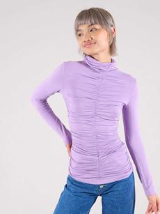 Tangle Gathered Turtleneck, Upcycled Cotton, in Lilac via blondegonerogue