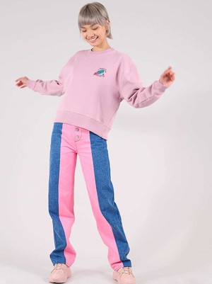 Disco Trip Embroidered Sweatshirt, Organic Cotton, in Ash Pink from blondegonerogue