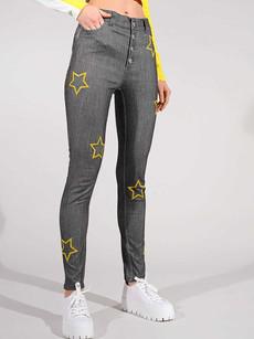 Starstruck Embroidered Skinny Jeans, Upcycled Denim, in Grey via blondegonerogue