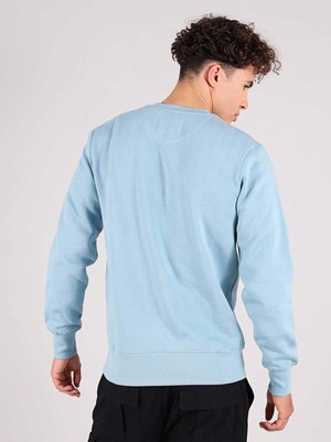 Disco Trip Embroidered Mens Sweatshirt, Organic Cotton, in Light Blue from blondegonerogue