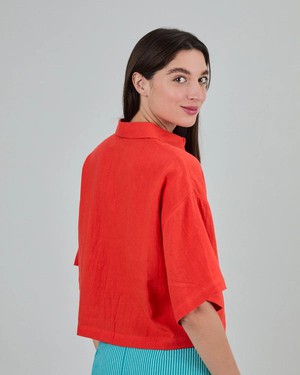 Boxy squared blouse - coral from Brand Mission