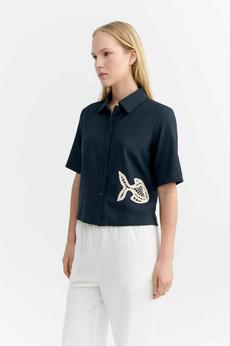 Fish patch ane blouse - navy via Brand Mission