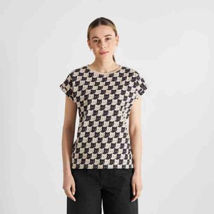 Visby t-shirt pepita cats - Oat white from Brand Mission