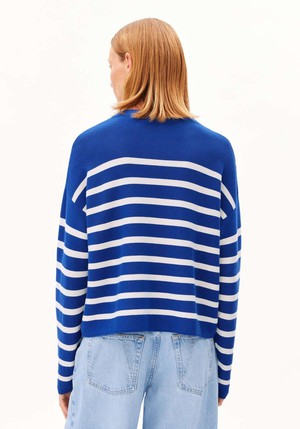 Merinaa stripes sweater- dynamo blue-oatmilk from Brand Mission