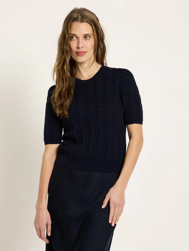 Ajour knit top - midnight from Brand Mission