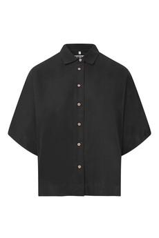 Kimono linnen blouse - zwart via Brand Mission