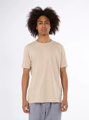 Narrow striped slub t-shirt - safari from Brand Mission