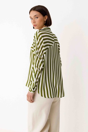 Ekia blouse - stripes green from Brand Mission