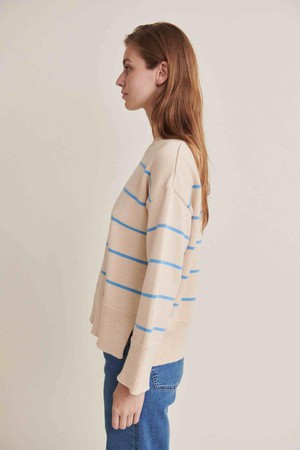 Winie stripe trui - birch/alaskan blue from Brand Mission