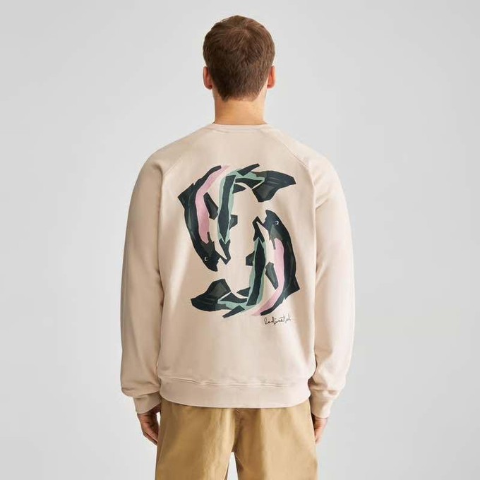Malmoe sweater cut out troat - oat white from Brand Mission