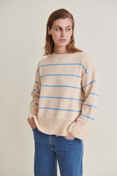 Winie stripe trui - birch/alaskan blue from Brand Mission