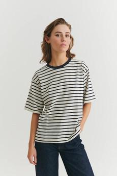 Raja top stripe - whisper white-sky captain via Brand Mission