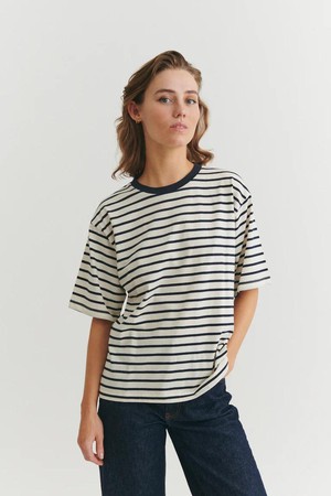 Raja top stripe - whisper white-sky captain from Brand Mission