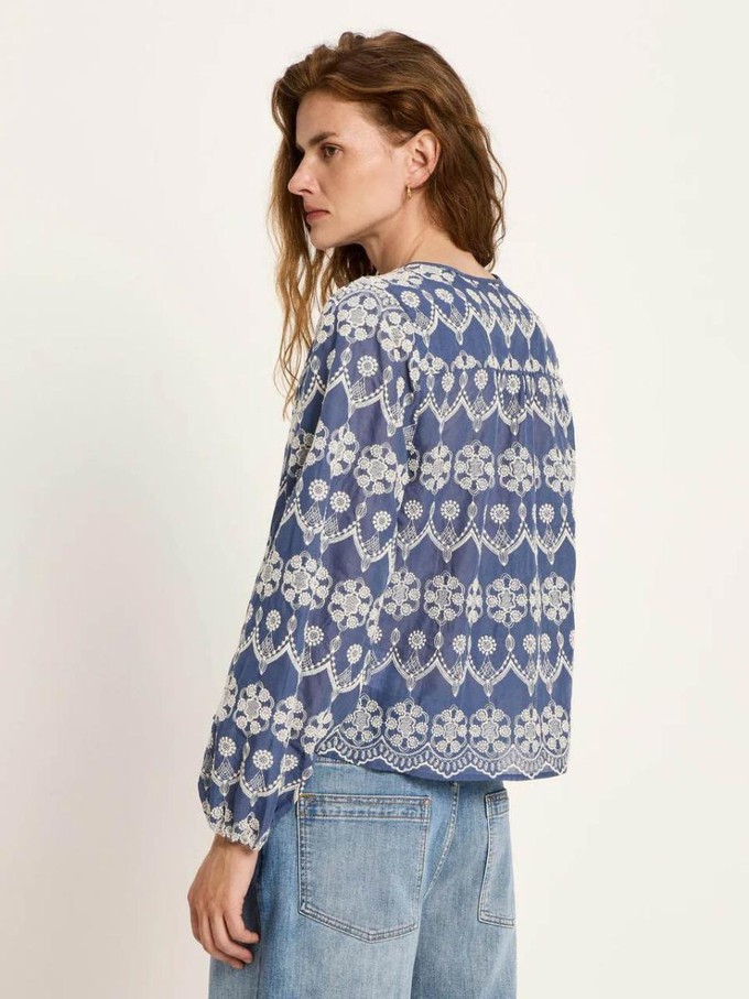 Blouse met embroidery - vintage blue creme from Brand Mission