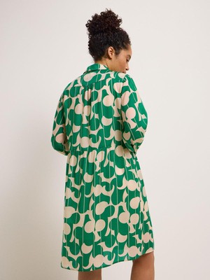 Overhemdblouse jurk - graphic dots green from Brand Mission