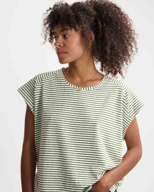 Celine striped t-shirt -pine green/off white from Brand Mission