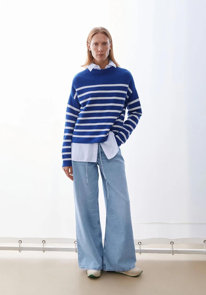 Merinaa stripes sweater- dynamo blue-oatmilk from Brand Mission