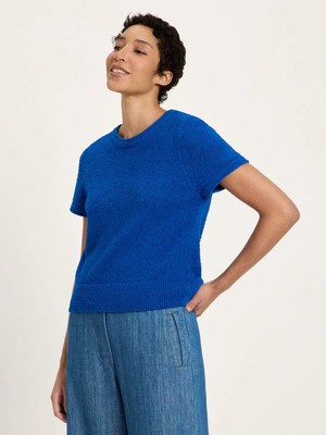 Bouclé top korte mouw - lapis from Brand Mission