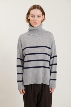 Lise striped trui- light grey mel./sky captain via Brand Mission