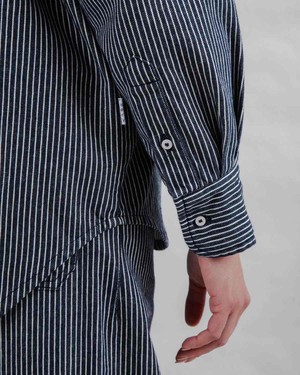 Striped denim long overshirt from Brand Mission