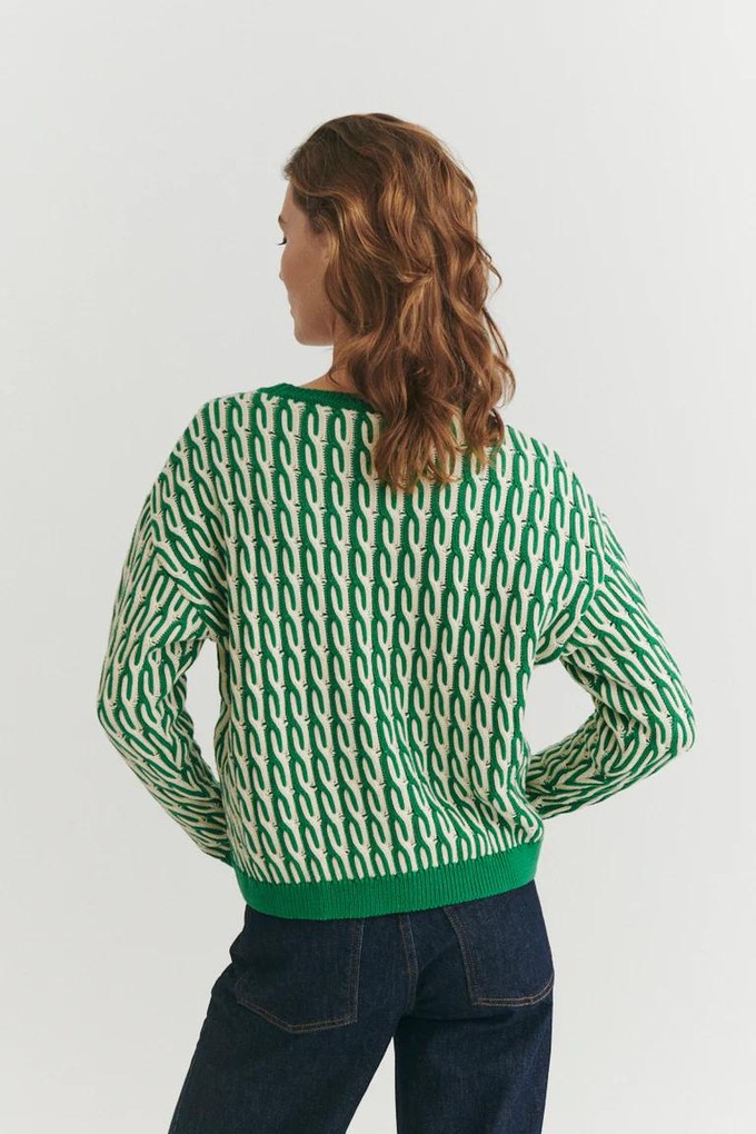 Minie trui - abundant green / white from Brand Mission