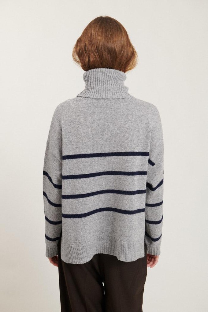 Lise striped trui- light grey mel./sky captain from Brand Mission