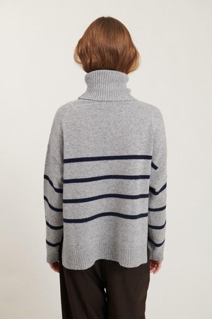 Lise striped trui- light grey mel./sky captain from Brand Mission