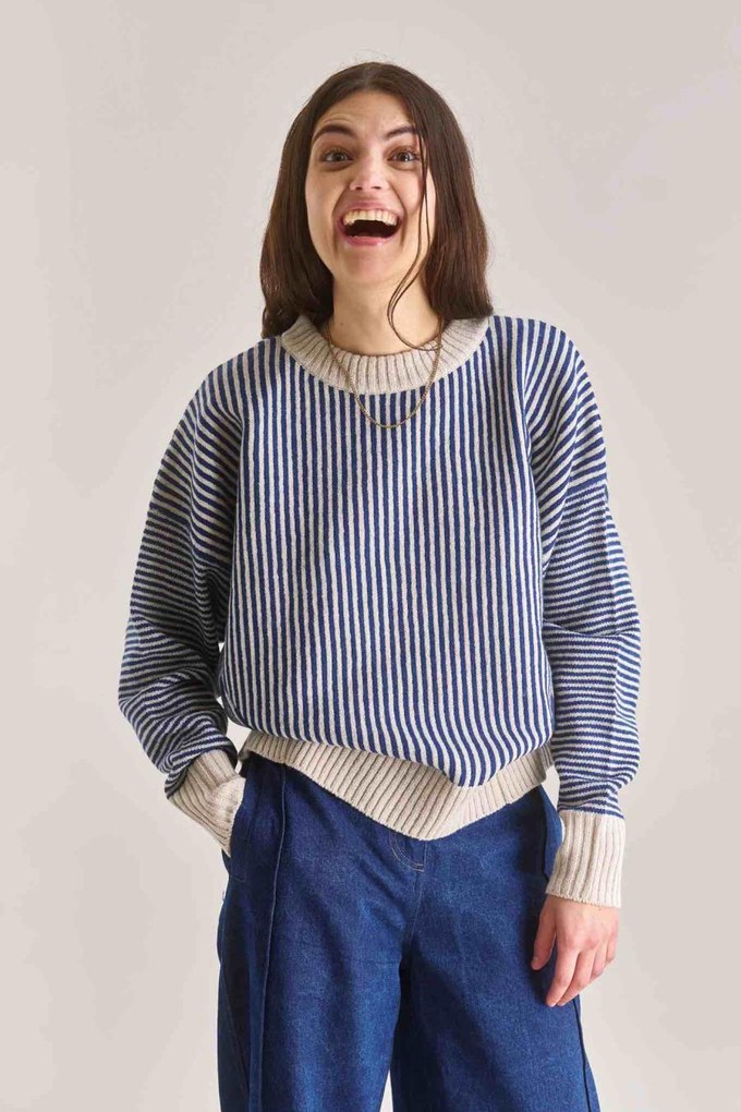 Zizi wool stripe jumper - navy from Brand Mission