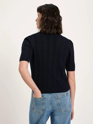 Ajour knit top - onyx from Brand Mission