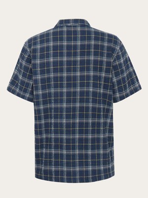 Short sleeve seersucker shirt - blue check from Brand Mission