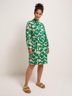 Overhemdblouse jurk - graphic dots green via Brand Mission