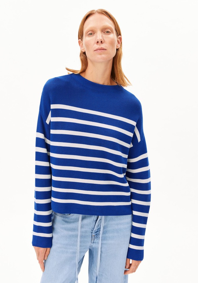 Merinaa stripes sweater- dynamo blue-oatmilk from Brand Mission