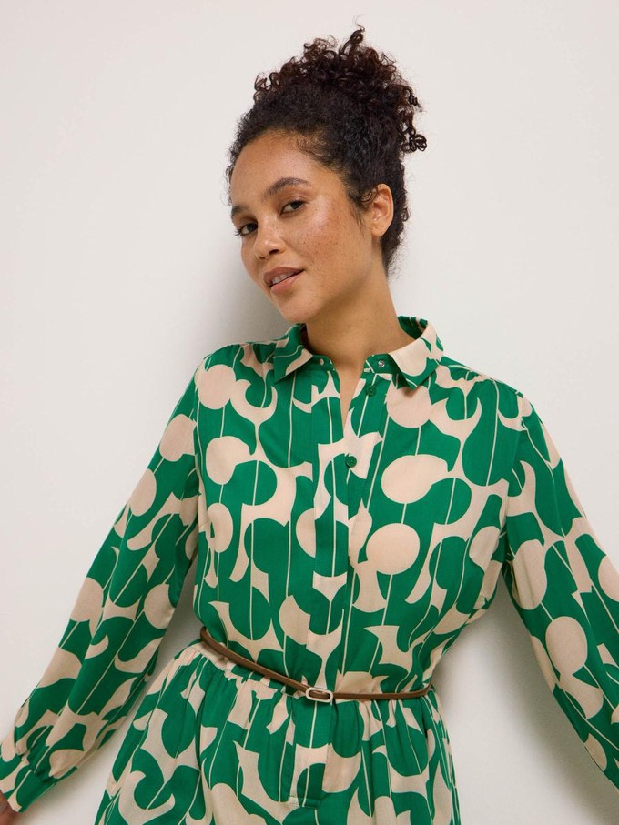 Overhemdblouse jurk - graphic dots green from Brand Mission