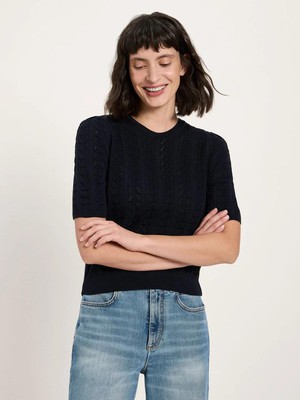 Ajour knit top - onyx from Brand Mission